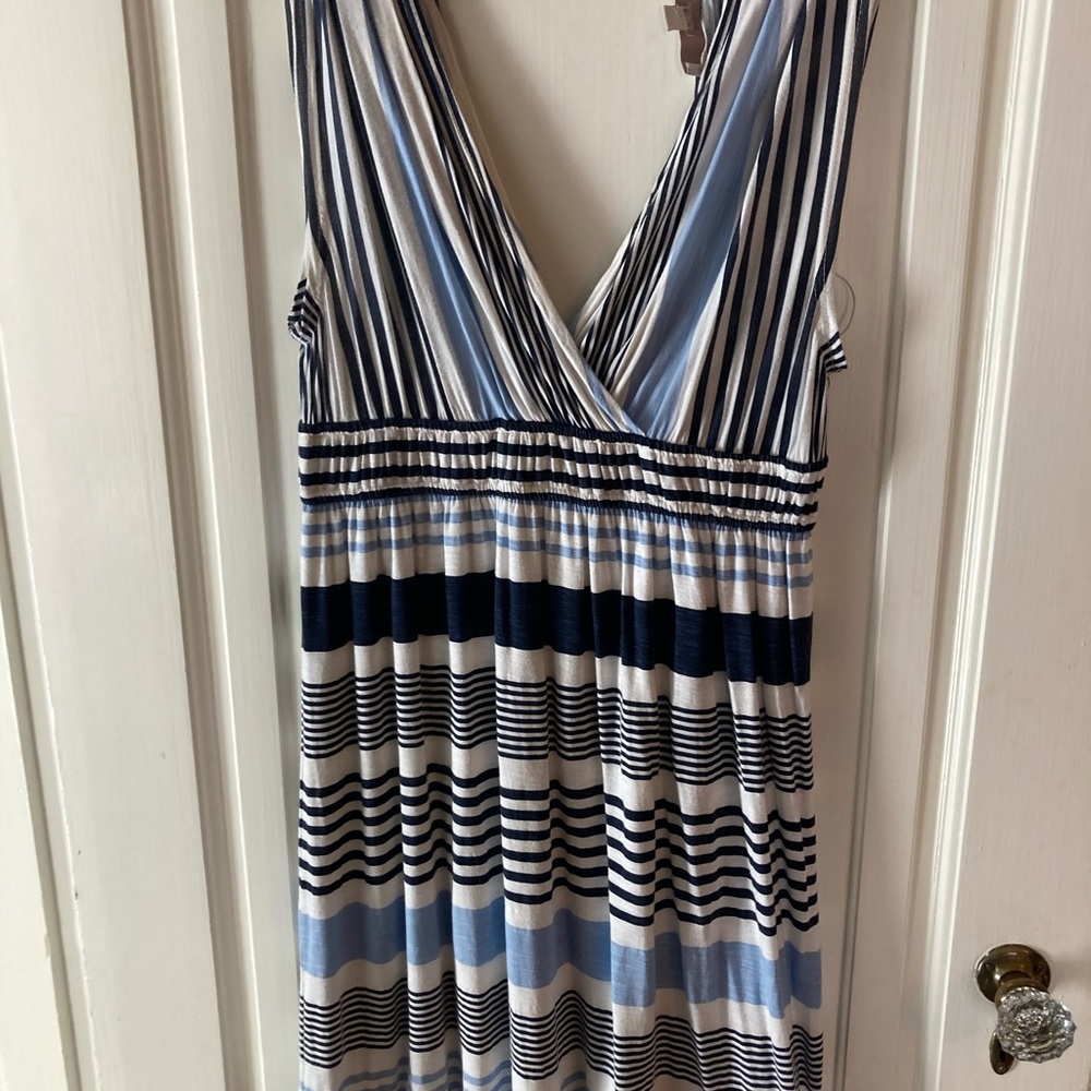 LOFT Blue and White Striped Dress size small
